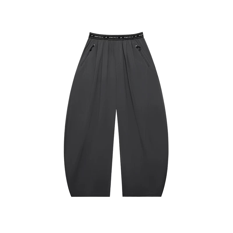 Loose Sun-Protective Cool Pants with Elastic Waist – Curved Casual Trousers