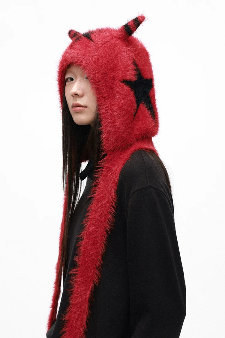 Grotesque Faux Mink Snail Star Knit Beanie