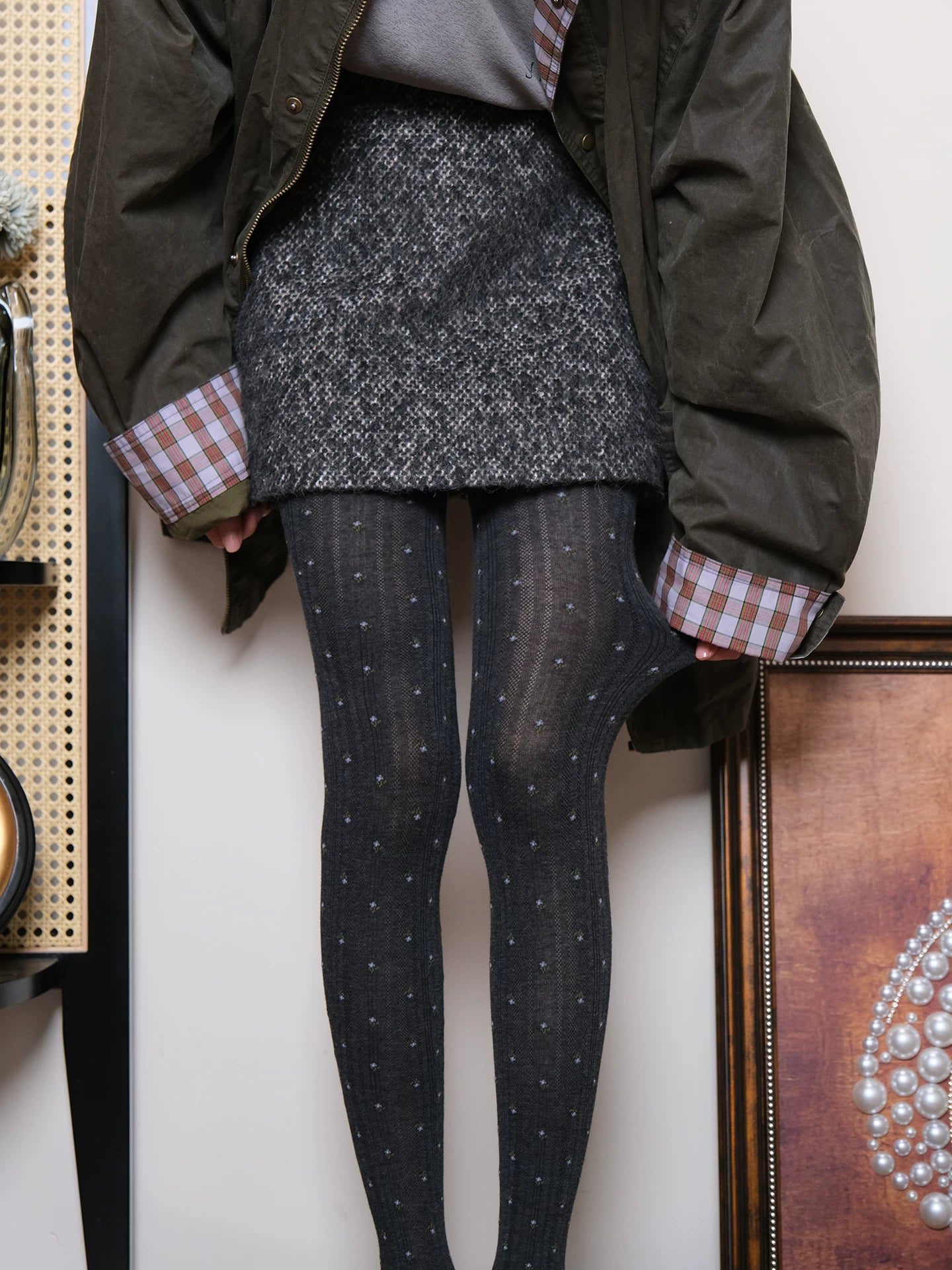 Japanese Floral Polka Dot Tights