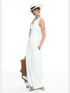 French-Inspired V-Neck Sleeveless Fitted Vest