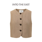 Linen Blend Crew Neck Vest
