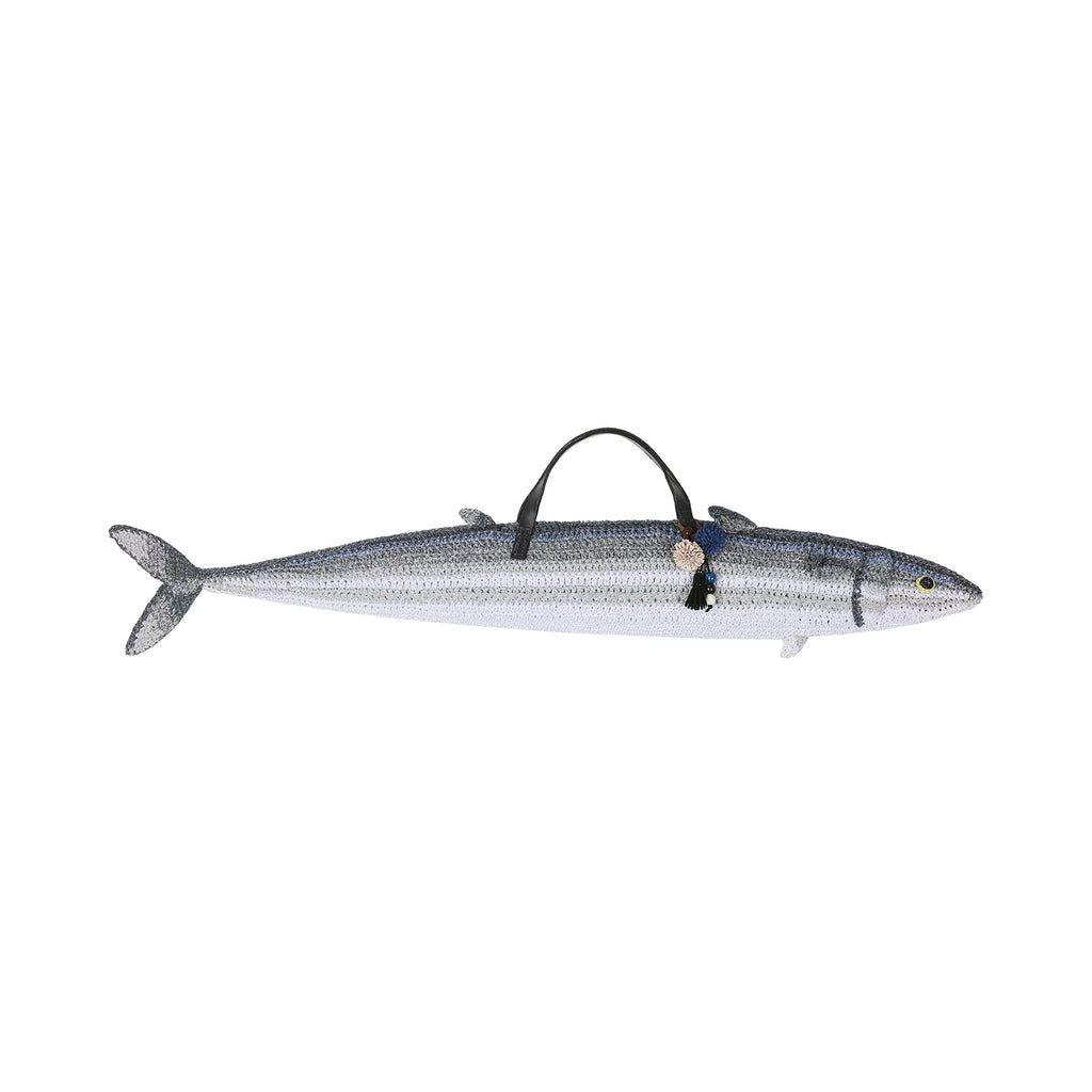 Handmade Blue Woven Mackerel Novelty Tote Bag