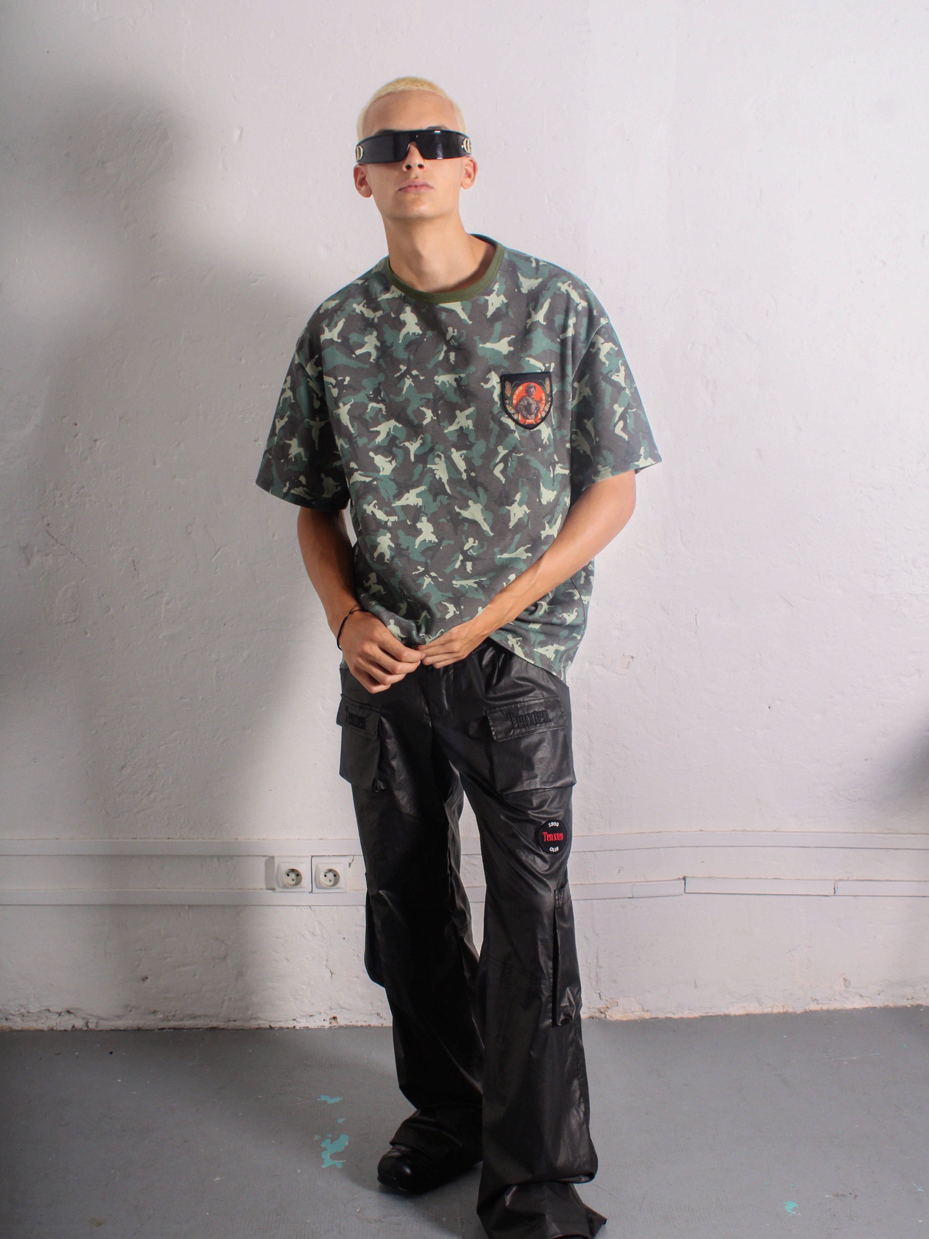 TENXTEN Original Kung Fu Camo Waffle Rib Panel Tee