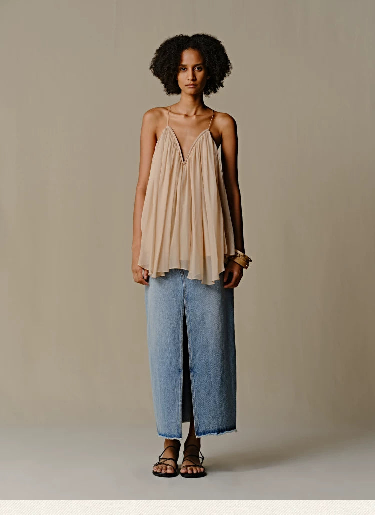 Mulberry Silk Deep V-Neck Camisole Top