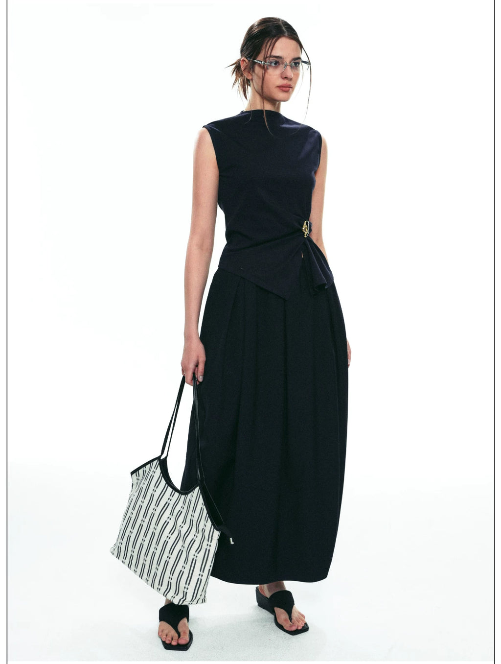French-Inspired Slim-Fit Sleeveless Twist Top Set