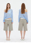Asymmetric Shoulder Lyocell Linen Knit Cover-Up
