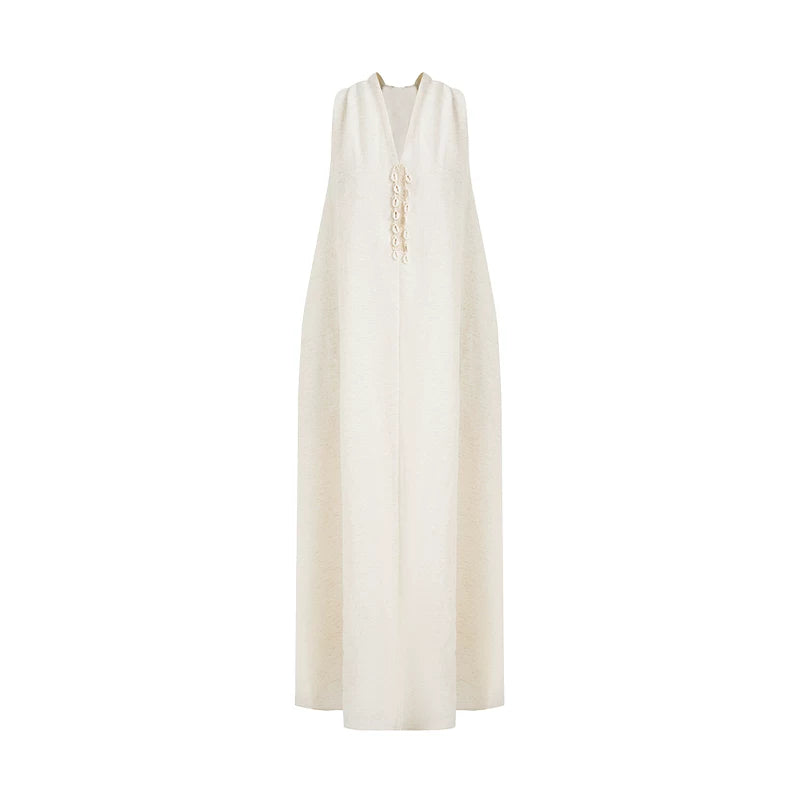 Halter Neck V-Neck Sleeveless A-Line Maxi Dress Main image