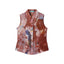 Distressed Sheer Portrait Print Sleeveless Shirt