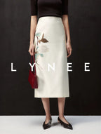 Gradient Pomegranate Floral Straight Skirt