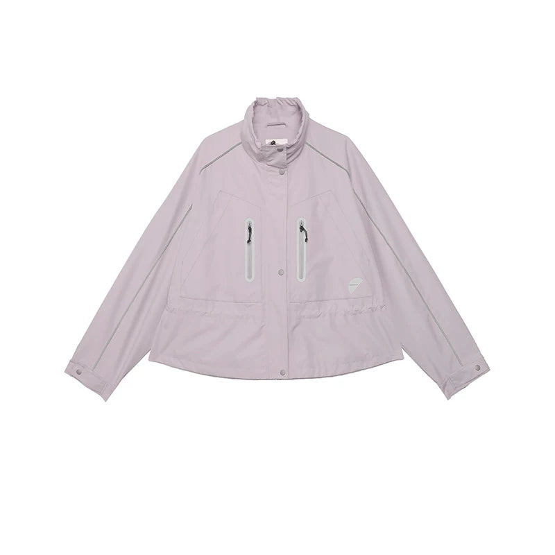Relaxed Fit Stand Collar Boxy Lightweight Outdoor Jacket – Short Cropped Style