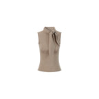 Elegant French Tie-Neck Sleeveless Fitted Top