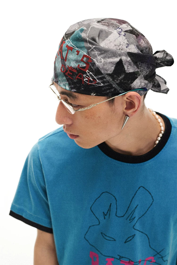 Breathable Lightweight Rock Print Bandana – Street Style, Multi-Color & Versatile Headscarf