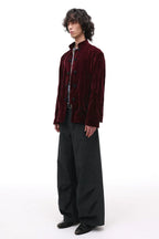 Year of the Horse Velvet Embroidered Chinese Frog Button Stand Collar Cardigan Jacket