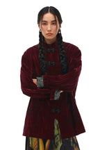 Year of the Horse Velvet Embroidered Chinese Frog Button Stand Collar Cardigan Jacket