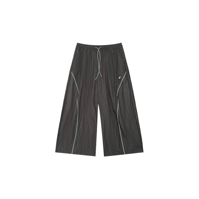 Loose Washed Texture Color-Block Carrot Casual Pants