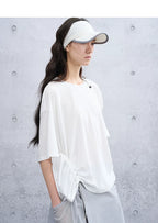 Loose Casual Waffle Knit Asymmetrical Short Sleeve T-Shirt