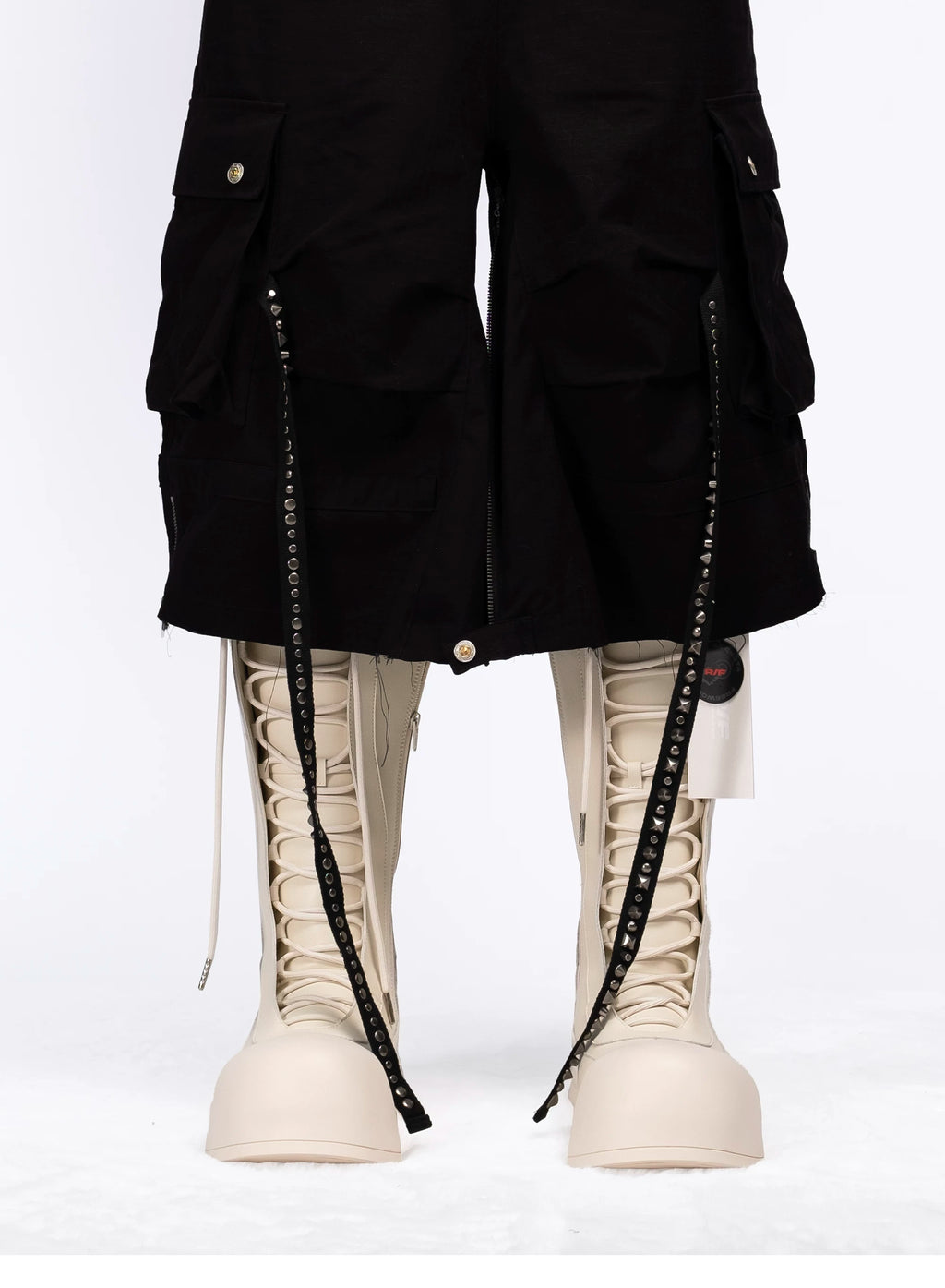 R/F White Architectural Round-Toe Platform Boots
