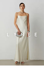Silky Acetate Satin Slip Dress-Dress Length (Extended)