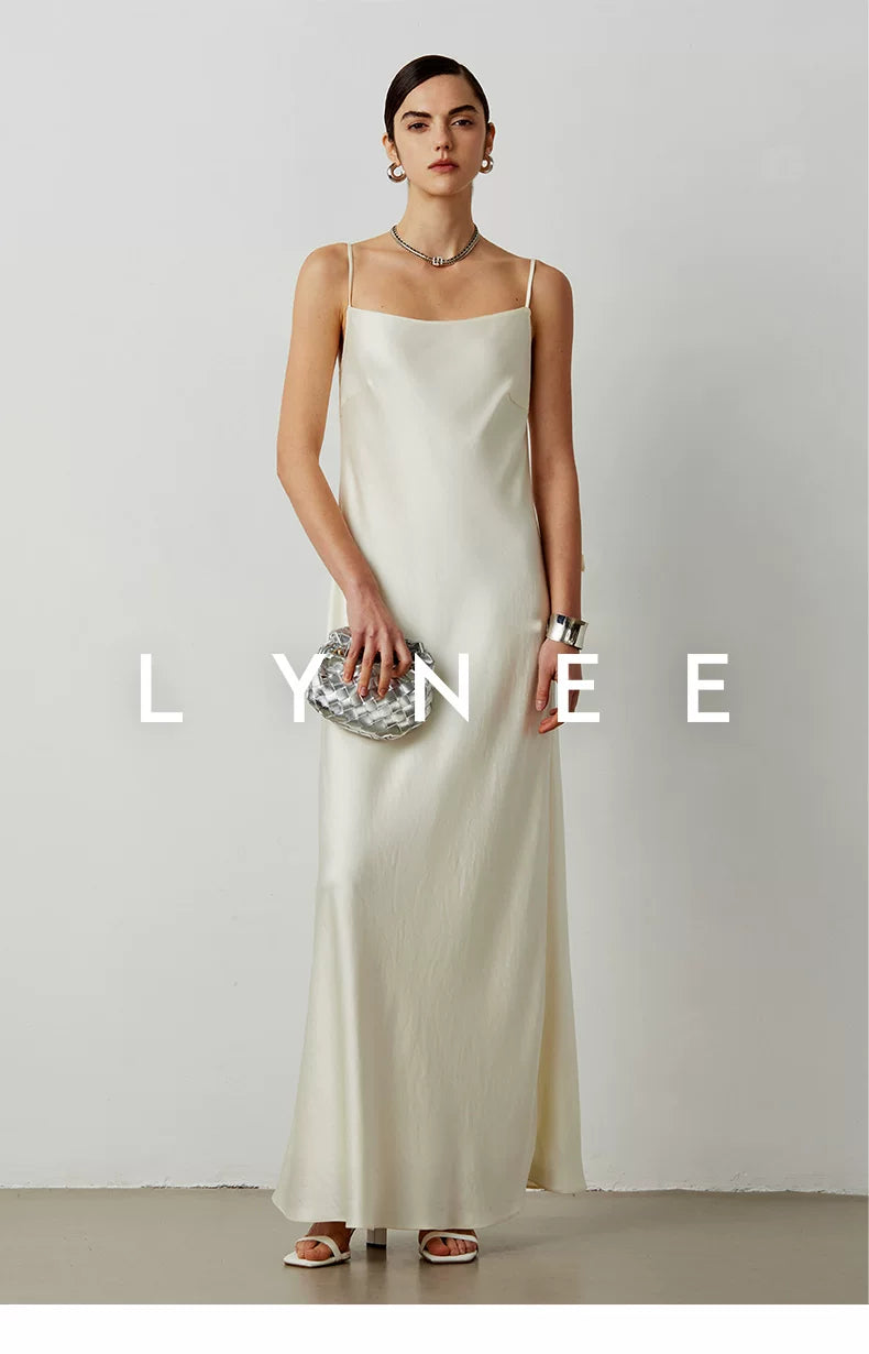 Silky Acetate Satin Slip Dress-Dress Length (Extended)