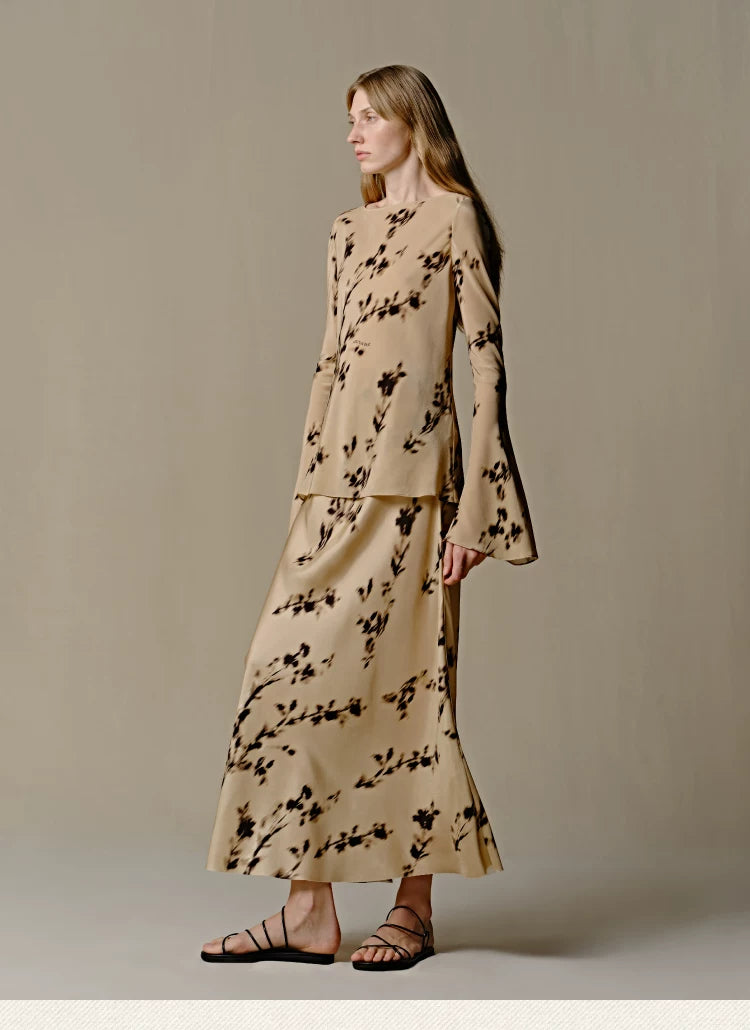 Mulberry Silk Floral Long Sleeve Top