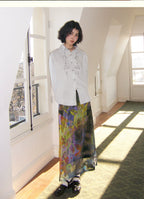 Lily Orchid A-Line Mesh Midi Skirt