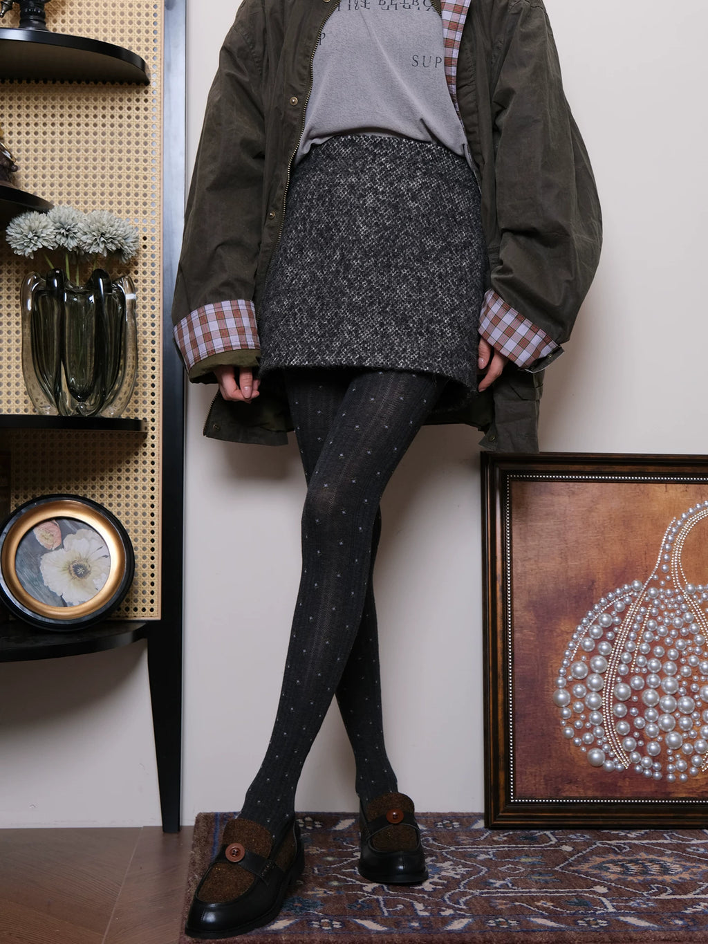 Japanese Floral Polka Dot Tights