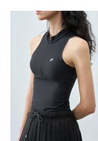 Summer Slim-Fit Hooded Mesh Panel Vest with Mini Stand Collar