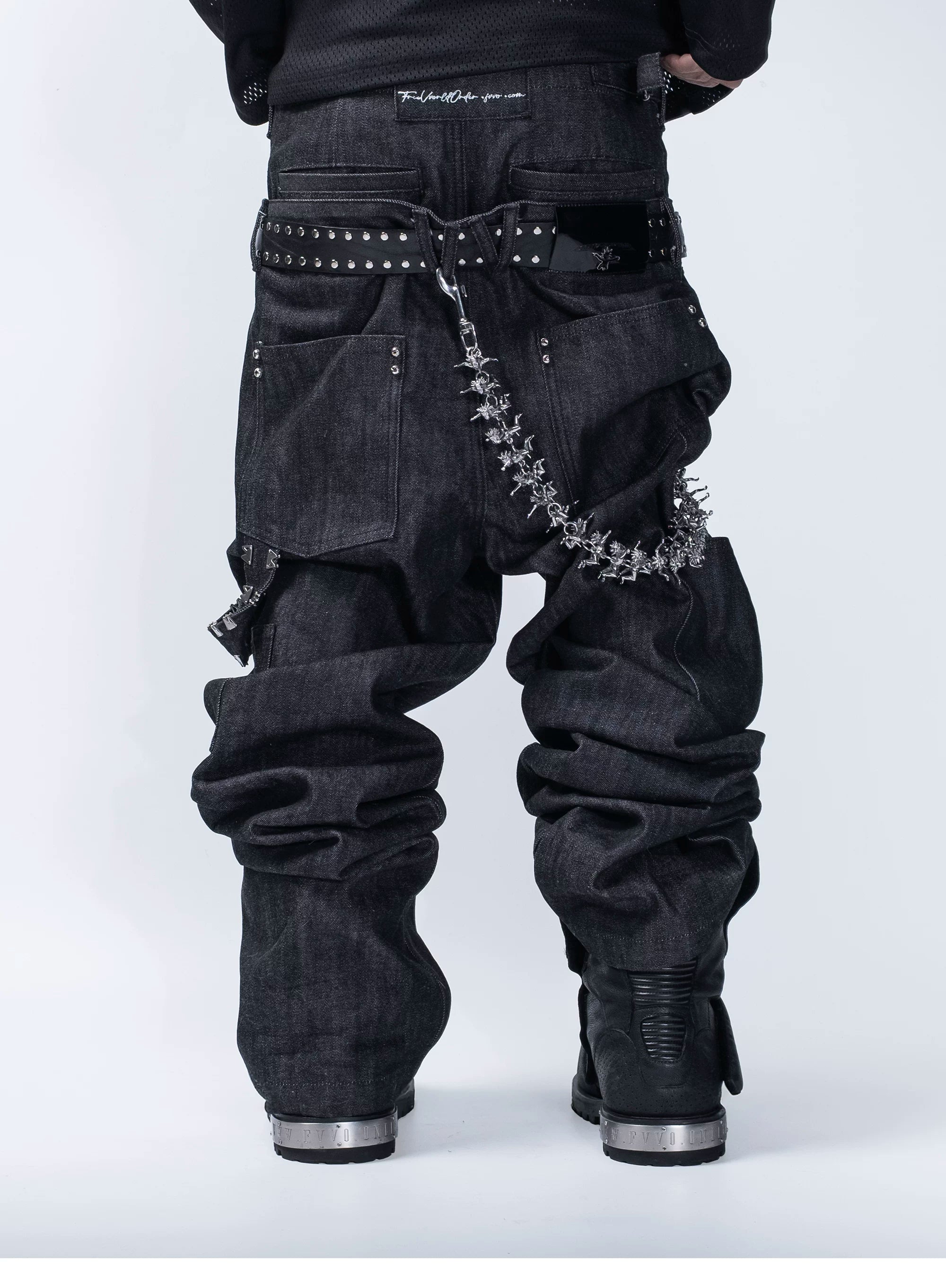 FVVO PunkFreeGuys Patch & Stud Pants
