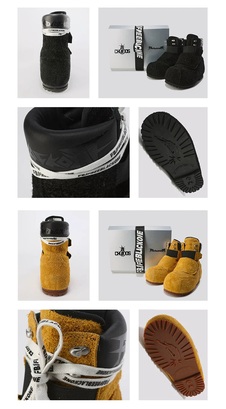 BLACK8MOB & FVVO “freeblack1” Cowhide High-Top Snow Boots