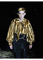 French Vintage Velvet Drop-Shoulder Long Sleeve Shirt