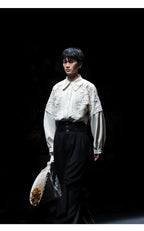 Vintage High-Waist Ruched Loose Wide-Leg Pants