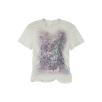 Lace Ruched Slim-Fit Printed Short Sleeve T-Shirt