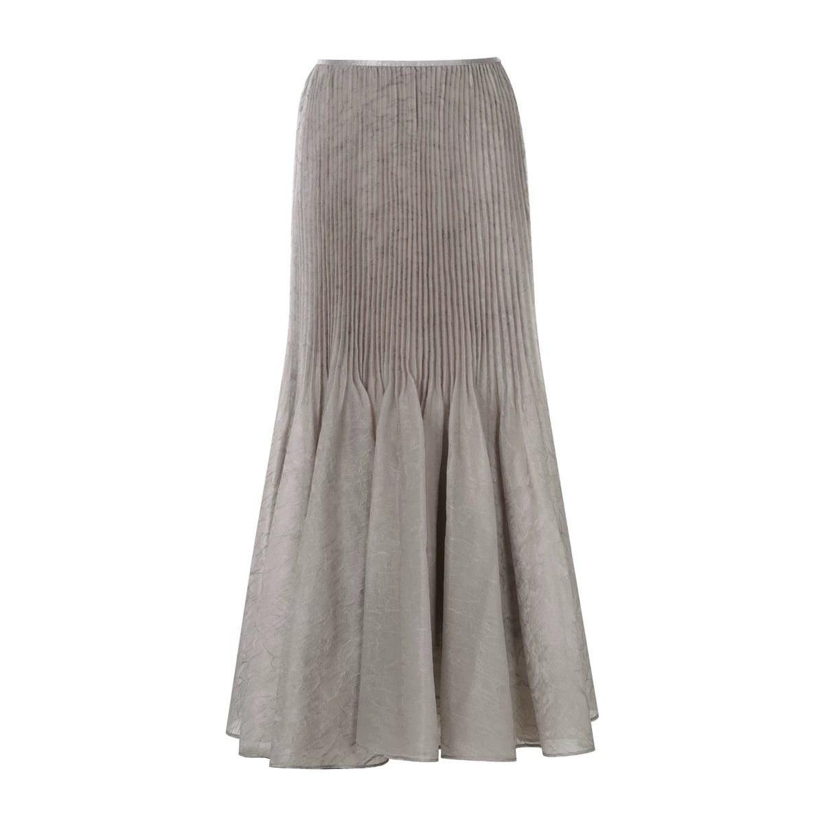 Pleated Mermaid Hem Midi Skirt