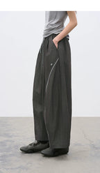 Loose Washed Texture Color-Block Carrot Casual Pants