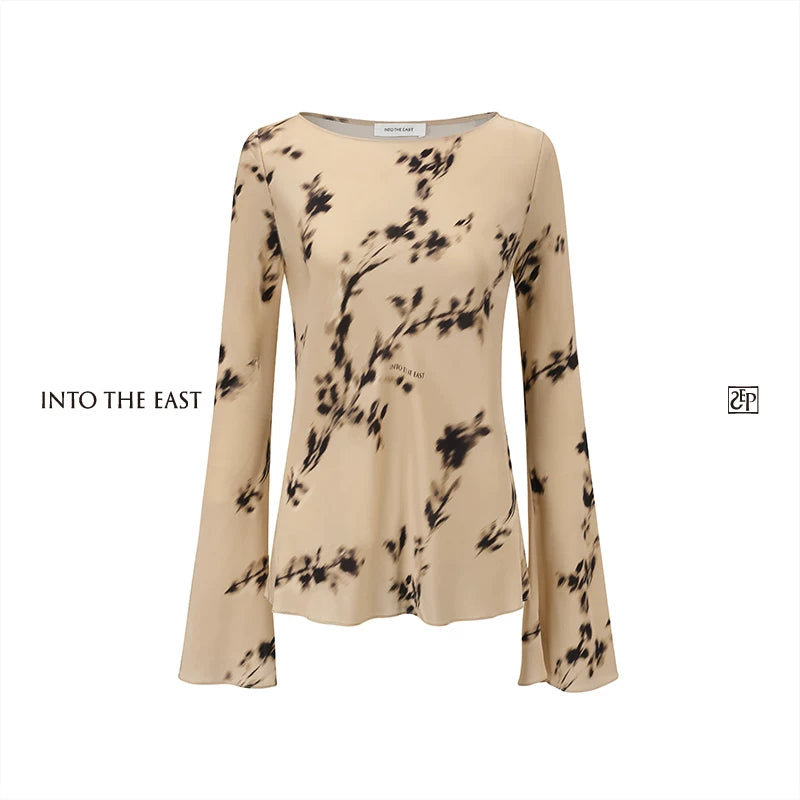 Mulberry Silk Floral Long Sleeve Top