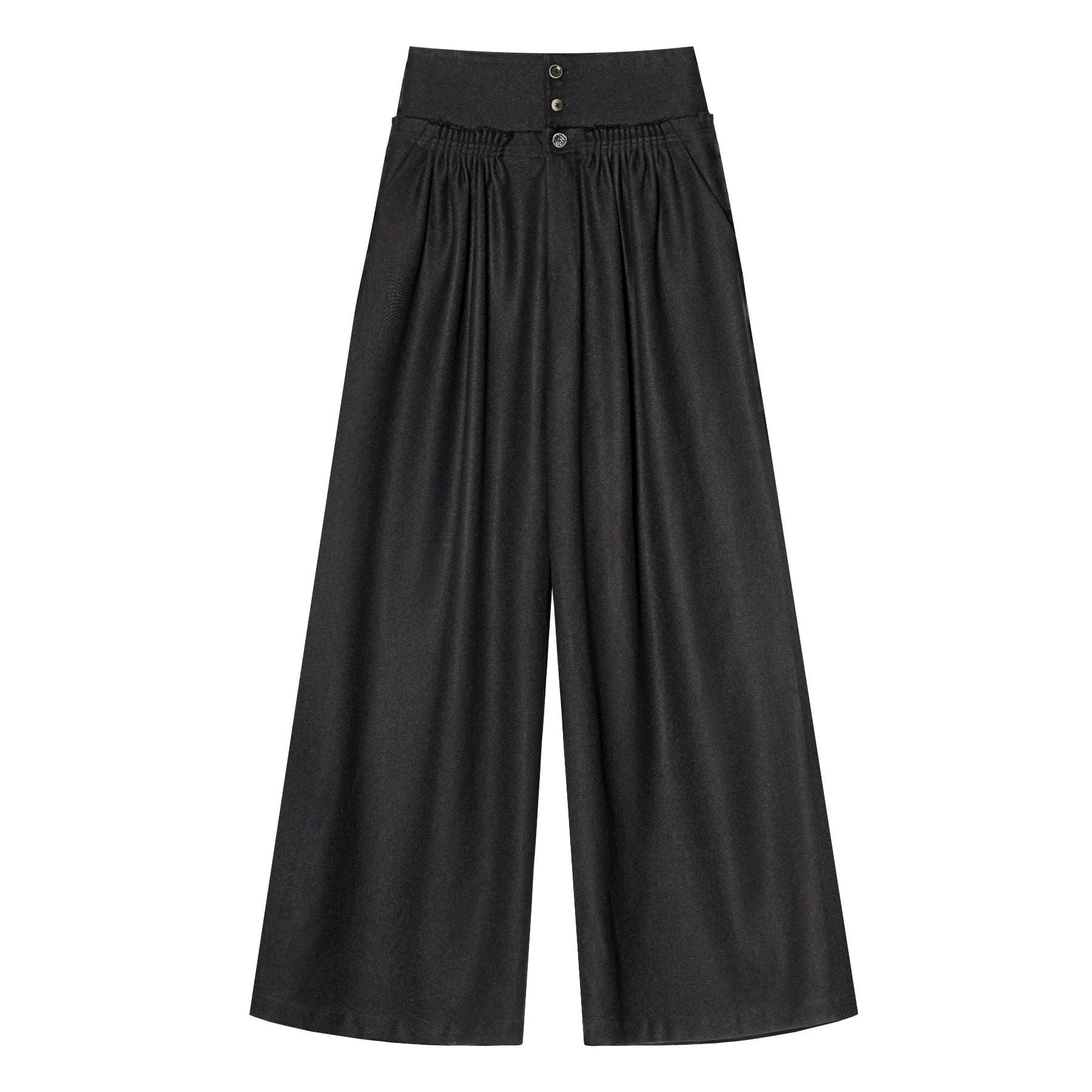 Vintage High-Waist Ruched Loose Wide-Leg Pants