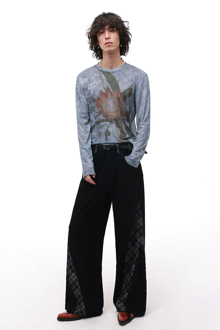 Floral Print Drop Shoulder Mesh Long Sleeve Jacket