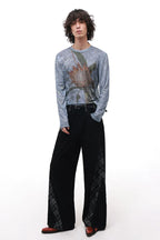 Floral Print Drop Shoulder Mesh Long Sleeve Jacket