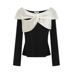 Spliced Off-Shoulder Knit Top