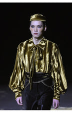 French Vintage Velvet Drop-Shoulder Long Sleeve Shirt