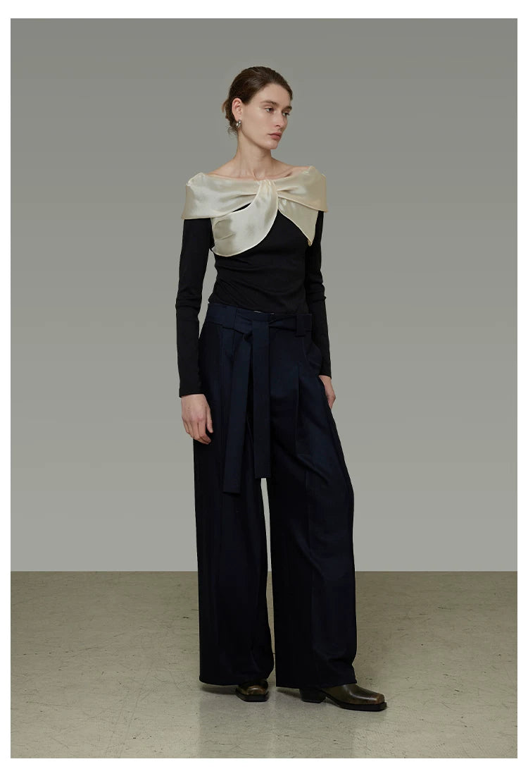 Spliced Off-Shoulder Knit Top