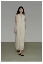 Halter Neck V-Neck Sleeveless A-Line Maxi Dress