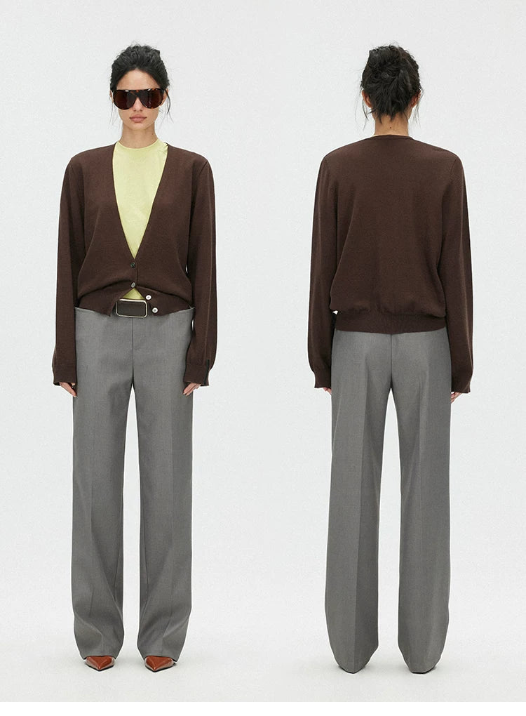 Deep V-Neck 100% Merino Wool Lightweight Cardigan Main image