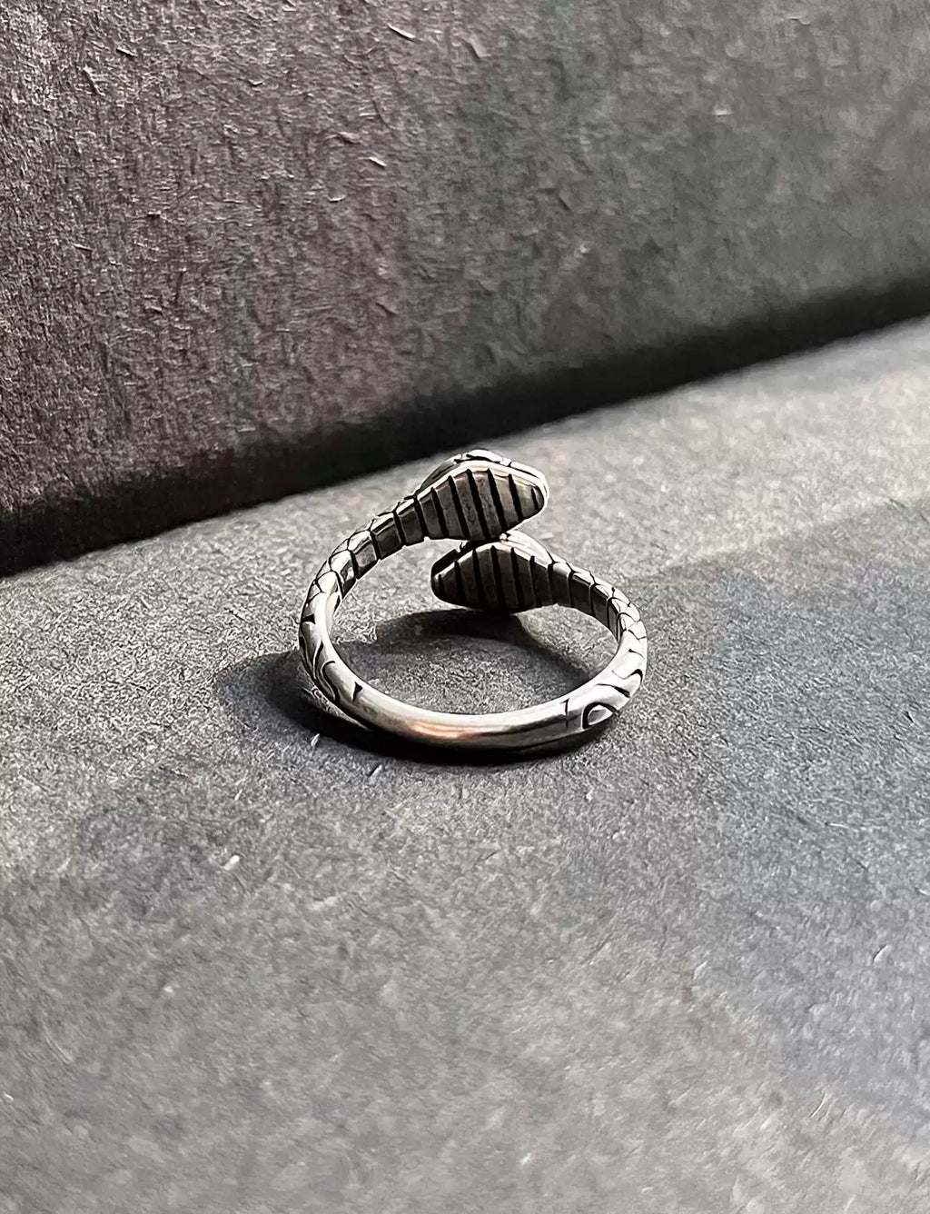 Twin Serpent Silver-Plated Adjustable Ring