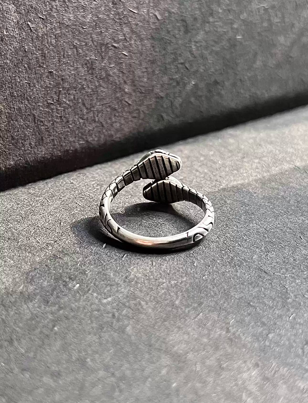Twin Serpent Silver-Plated Adjustable Ring