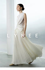 Elegant Chiffon Pleated A-Line Maxi Skirt