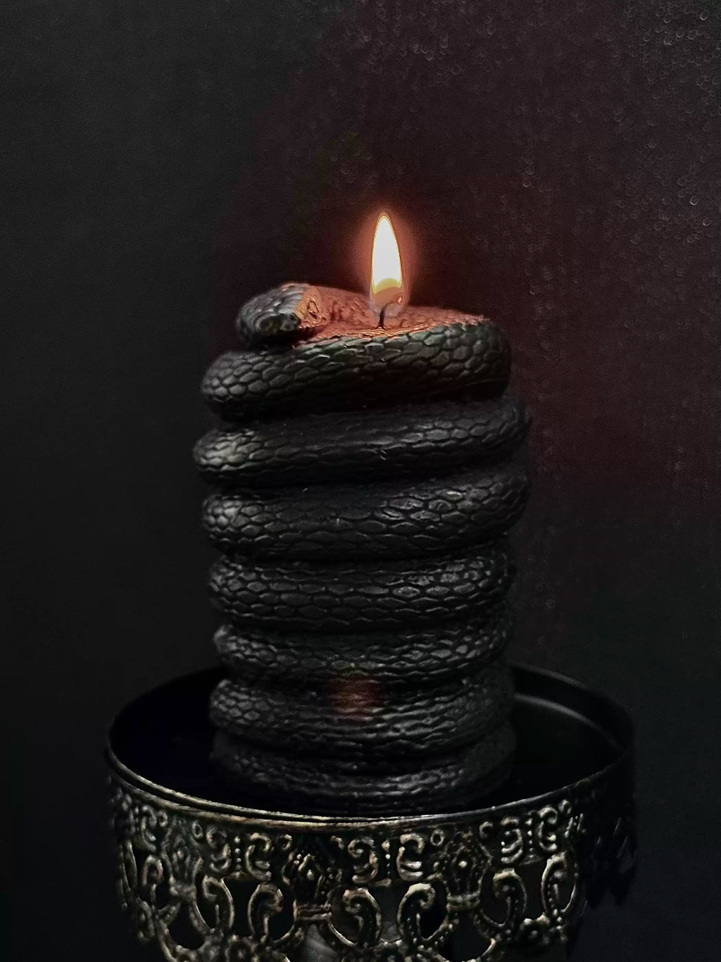 Dark Gothic Coiled Serpent Scented Candle