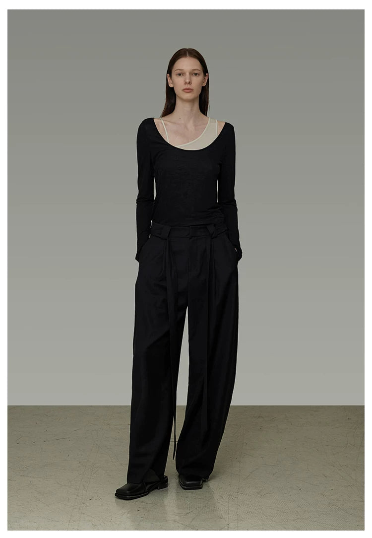 Asymmetric Faux Two-Piece Knit Top