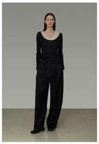 Asymmetric Faux Two-Piece Knit Top