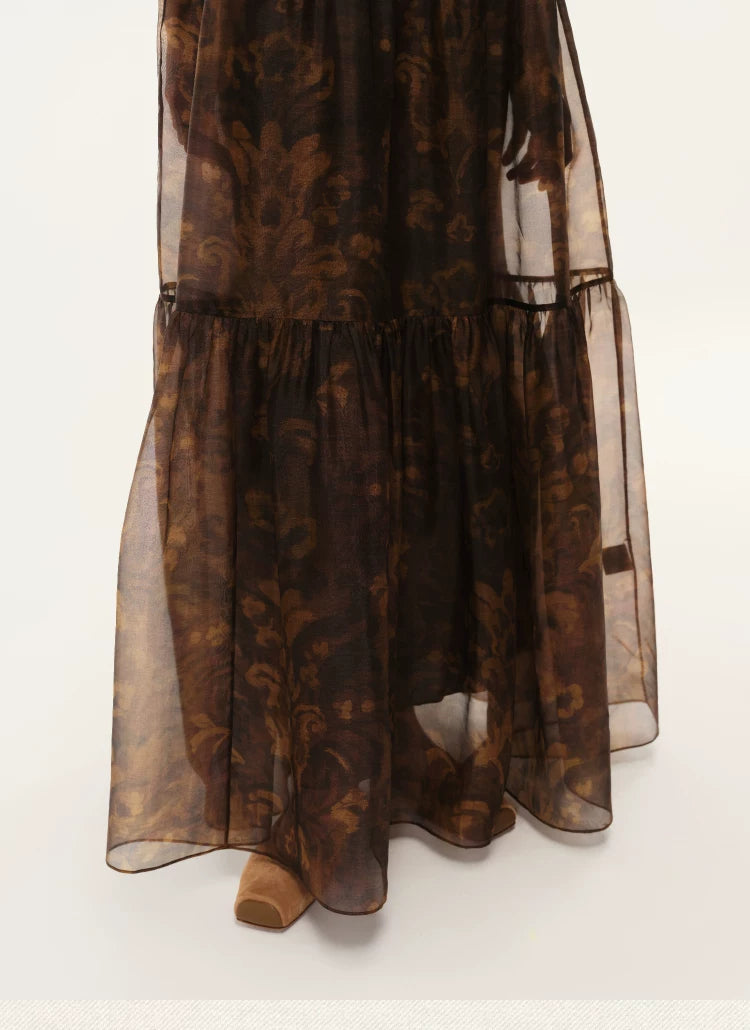 Painterly Print Tiered Sleeveless Dress